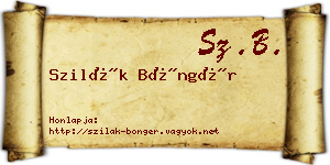 Szilák Böngér névjegykártya